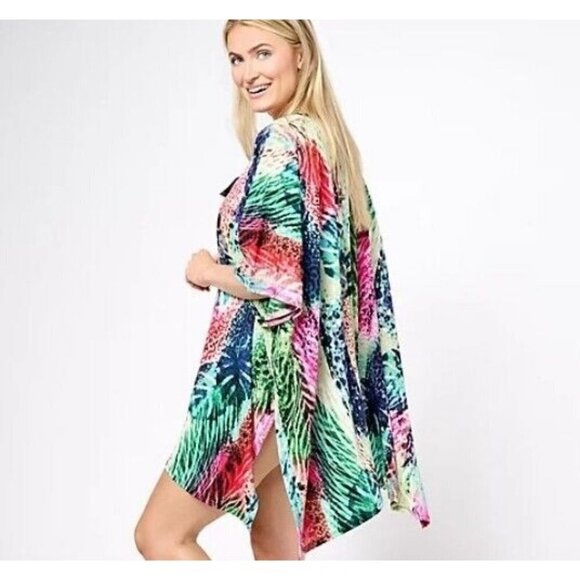 Attitudes by Renee Global Illusions Tassel Trim Poncho Porto Rainbow,M/L - Picture 1 of 1
